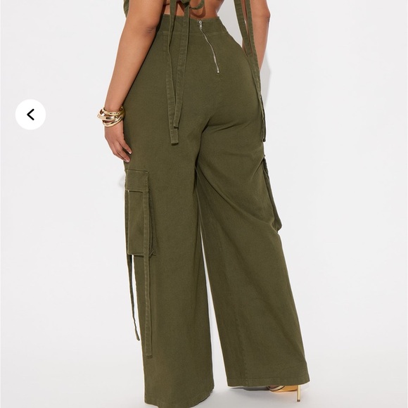 Fashion Nova Pants - Fashion Nova Olive Wide Leg Cargo Pants
